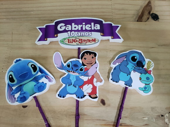 Lilo e Stitch Topo de Bolo Personalizado Pronta Entrega