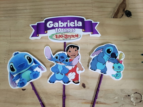 Lilo e Stitch Topo de Bolo Personalizado Pronta Entrega