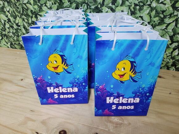 Linguado Pequena Sereia Sacola Personalizada Pronta Entrega