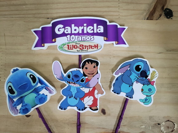 Lilo e Stitch Topo de Bolo Personalizado Pronta Entrega