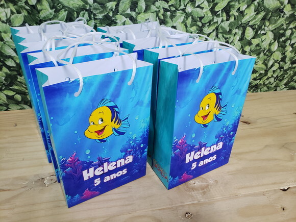 Linguado Pequena Sereia Sacola Personalizada Pronta Entrega