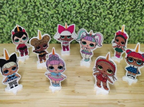 Lol Unicórnio Kit de Mesa Displays 9 Peças 8 Peças