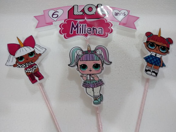 Lol Unicornio Topo de Bolo Personalizado