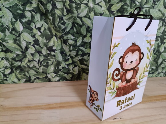 Macaquinho Sacola Personalizada Tam Médio Pronta Entrega