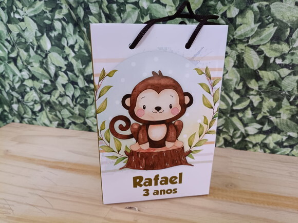 Macaquinho Sacola Personalizada Tam Médio Pronta Entrega