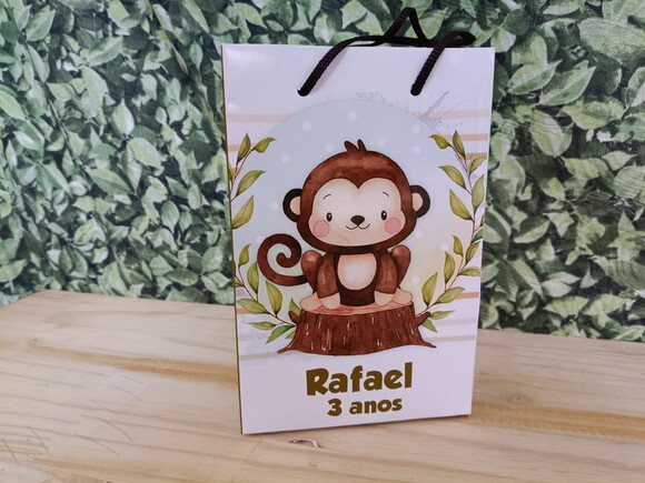 Macaquinho Sacola Personalizada Tam Médio Pronta Entrega