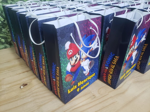 Mario Vs Sonic Sacola Personalizada Pronta Entrega