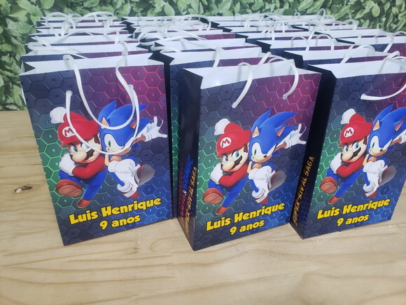 Mario Vs Sonic Sacola Personalizada Pronta Entrega