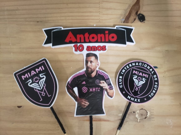 Messi Topo de Bolo Personalizado Pronta Entrega