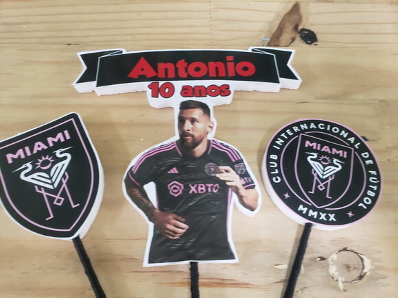 Messi Topo de Bolo Personalizado Pronta Entrega
