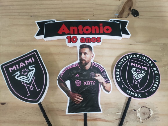 Messi Topo de Bolo Personalizado Pronta Entrega