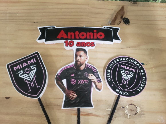 Messi Topo de Bolo Personalizado Pronta Entrega