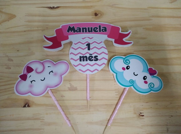 Mêsversário Topo de Bolo Personalizado Pronta Entrega