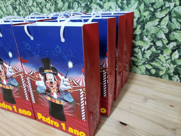 Mickey Circo Sacola Personalizada Pronta Entrega 29x20x8 cm