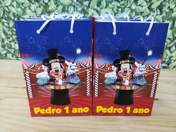 Mickey Circo Sacola Personalizada Pronta Entrega 29x20x8 cm