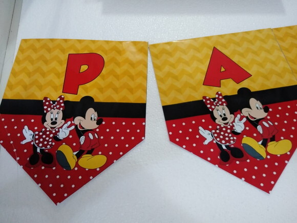 Mickey e Minie Varal Personalizado Parabens Mais Nome