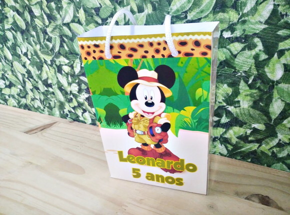 Mickey Safari Sacola Personalizada Pronta Entrega