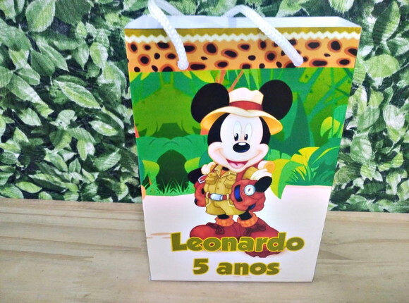 Mickey Safari Sacola Personalizada Pronta Entrega