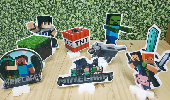 Minecraft Kit de Mesa 9 Peças Pronta Entrega