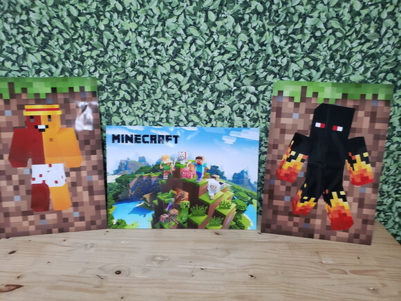 Minecraft Kit Parede 3 Peças Pronta Entrega