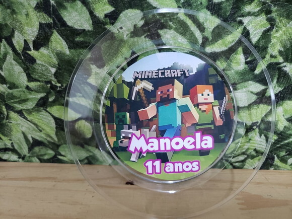 Minecraft Prato Personalizado Sobremesa Pronta Entrega
