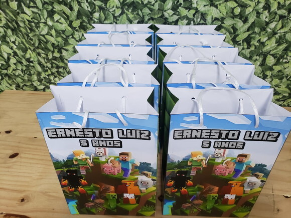 Minecraft Sacola Personalizada Média Tam 25x17x8 cm