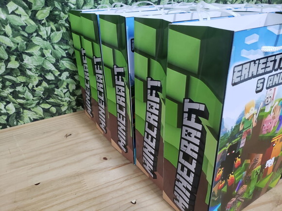 Minecraft Sacola Personalizada Média Tam 25x17x8 cm