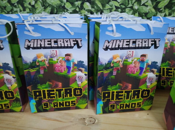 Minecraft Sacola Personalizada Pronta Entrega