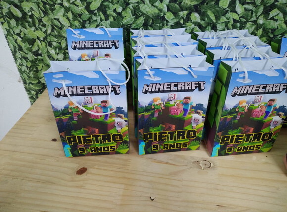 Minecraft Sacola Personalizada Tam 25x17x8 cm