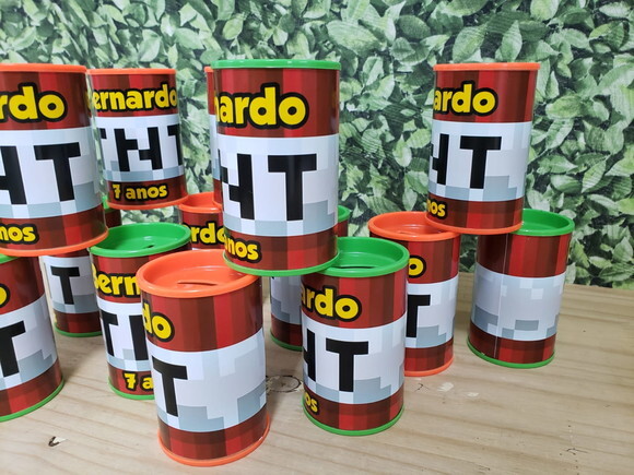 Minecraft Tnt Cofrinho Personalizado Pronta Entrega
