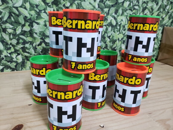 Minecraft Tnt Cofrinho Personalizado Pronta Entrega