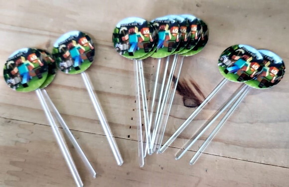 Minecraft Topper para Docinhos 36 Unidades Pronta Entrega