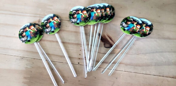 Minecraft Topper para Docinhos 36 Unidades Pronta Entrega
