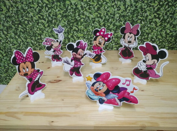 Minie Rosa Kit de Mesa Displays 7 Peças Pronta Entrega