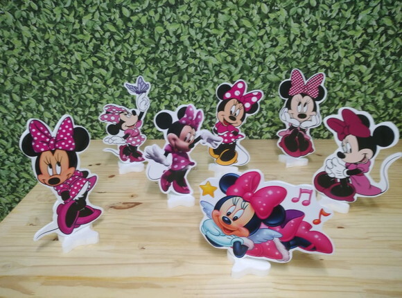 Minie Rosa Kit de Mesa Displays 7 Peças Pronta Entrega