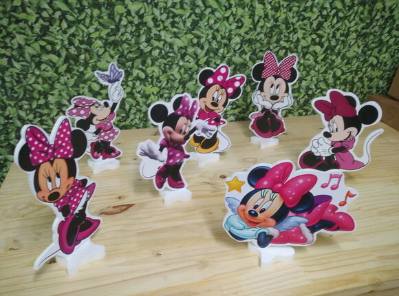 Minie Rosa Kit de Mesa Displays 7 Peças Pronta Entrega