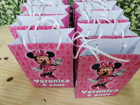 Minie Rosa Sacola Personalizada Pronta Entrega