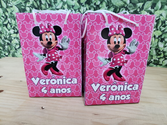 Minie Rosa Sacola Personalizada Pronta Entrega