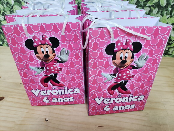 Minie Rosa Sacola Personalizada Pronta Entrega