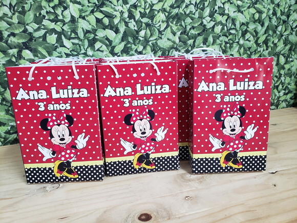 Minie Vermelha Sacola Personalizada Pronta Entrega
