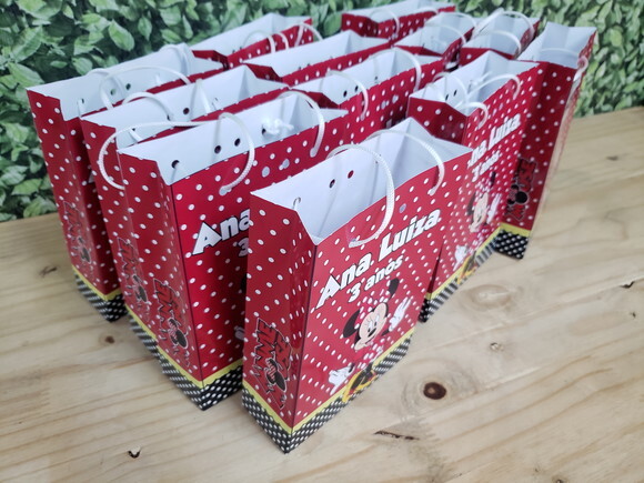 Minie Vermelha Sacola Personalizada Pronta Entrega