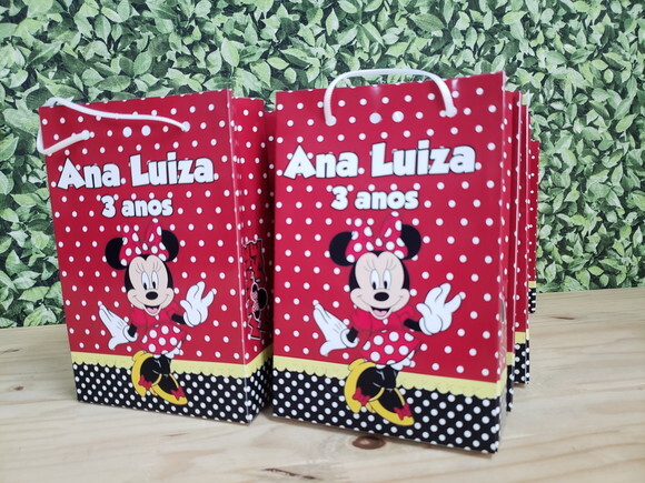 Minie Vermelha Sacola Personalizada Pronta Entrega