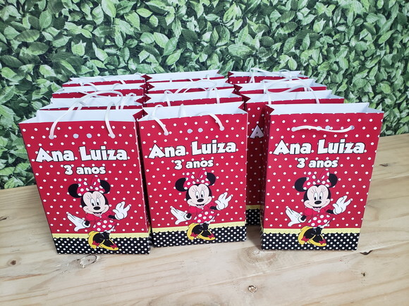 Minie Vermelha Sacola Personalizada Pronta Entrega