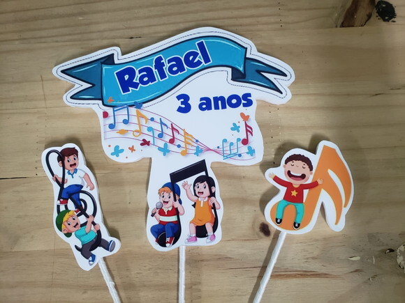 Musical Topo de Bolo Personalizado Pronta Entrega