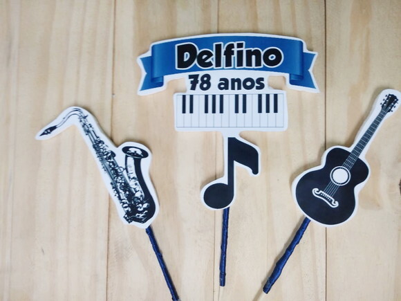 Musical Topo de Bolo Personalizado Pronta Entrega