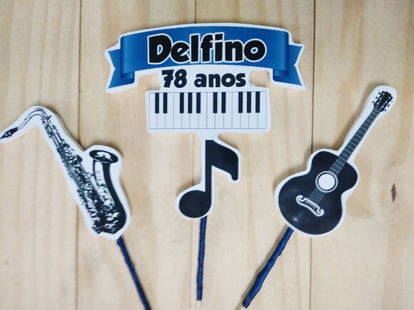 Musical Topo de Bolo Personalizado Pronta Entrega