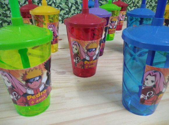 Naruto Copo Canudo Personalizado Pronta Entrega