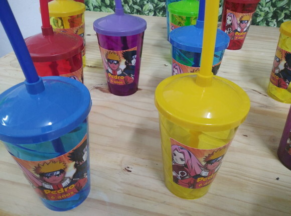 Naruto Copo Canudo Personalizado Pronta Entrega