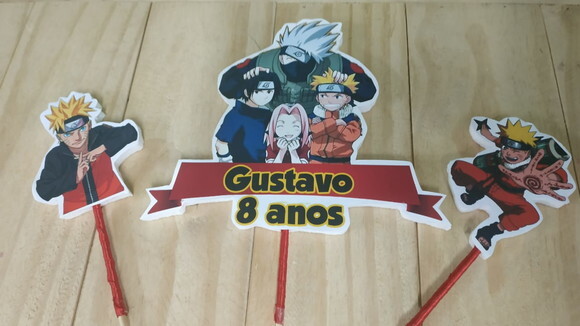 Naruto Topo de Bolo Personalizado 3 Varetas