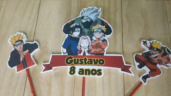 Naruto Topo de Bolo Personalizado 3 Varetas